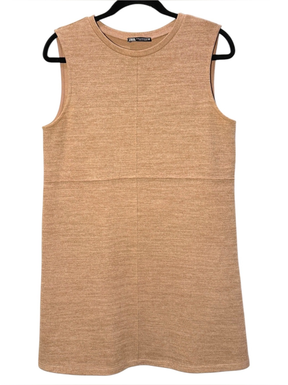 Size M Zara Brown Tan Sheath Ribbed Knit Dress